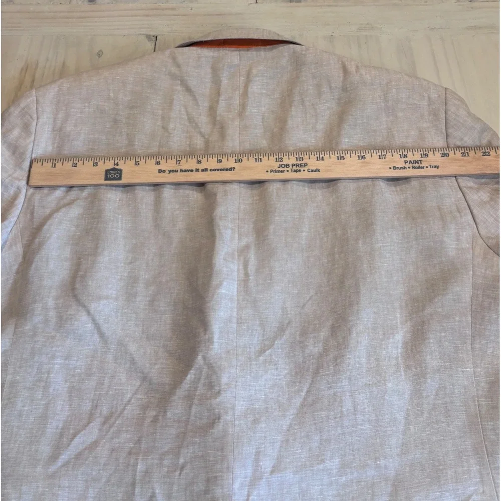 Tallia Mens 52R 100% Linen Blazer Sport Coat Tan Beige 2 Button Side Vent EUC